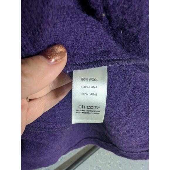 Chico’s 100% Wool Jacket Purple Size 2 (size 12) Classic Warm Textured Style - Picture 3 of 7